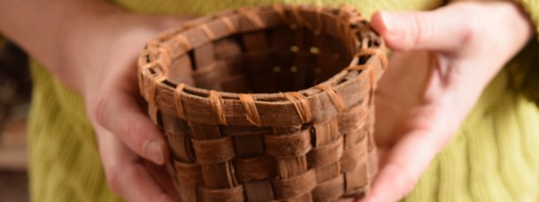 woven tulip poplar bark basket