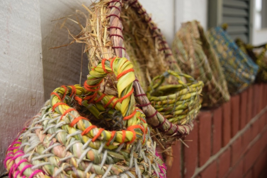 grass and cattail baskets