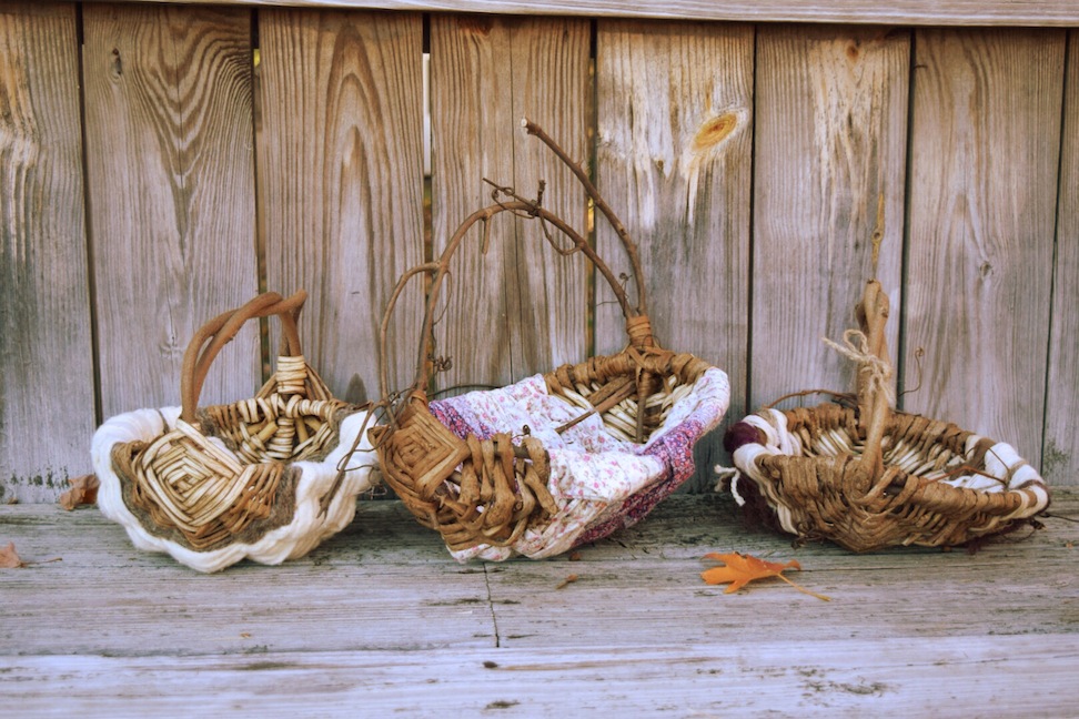 trio of beautifully woven baskets