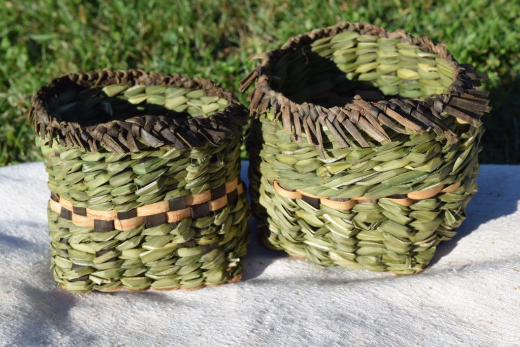 Twined cattail and Iris baskets