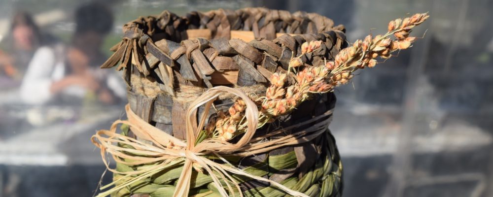 Close Up Of Twined Basket With Natural Accent