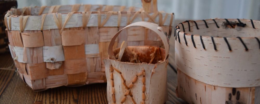 Beautiful Folded And Woven Birch Bark Baskets