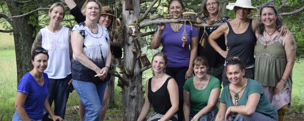 Basketry Weekend Intensive Class Portrait Standing In Front Of The Basket Tree