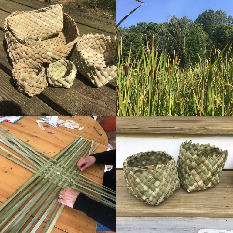 Diagonal Plaited Cattail Basket